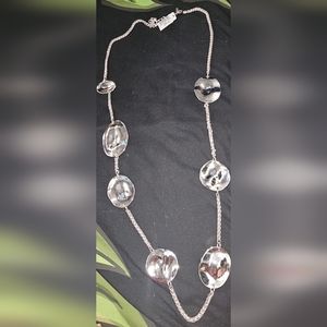 Chicos silvertone hammered disc necklace.